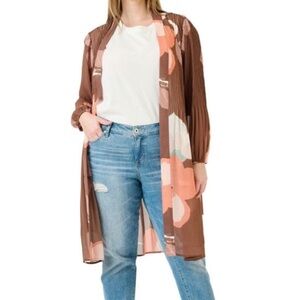 NWOT DR2 Brown Floral Tunic Beach Coverup Kimono Size XS/S